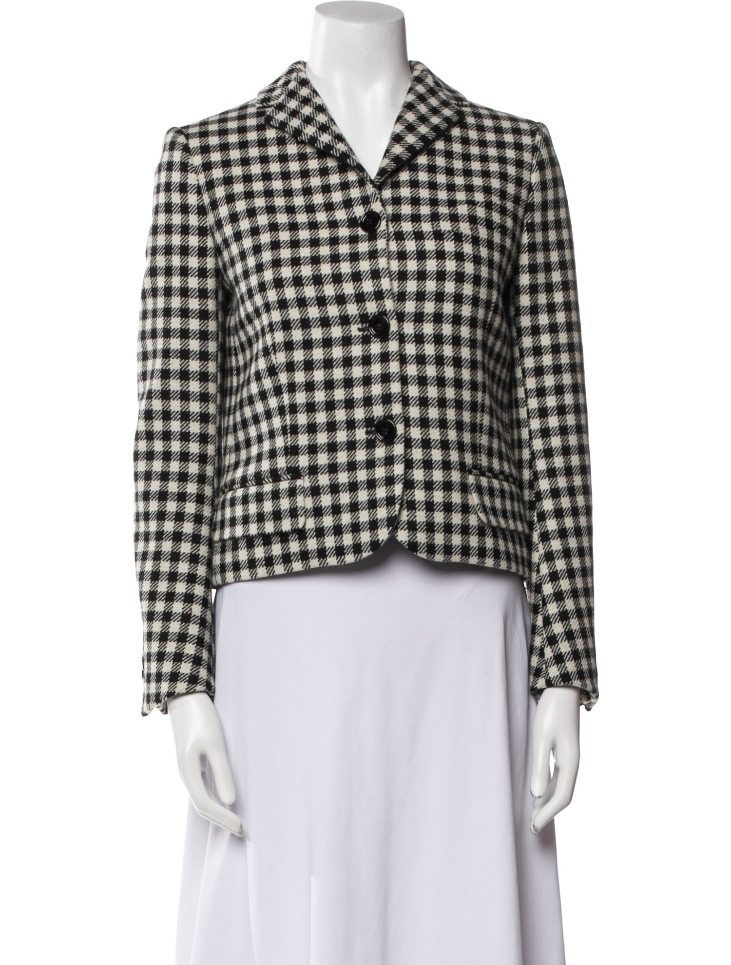 Chloé Wool Plaid Print Blazer
