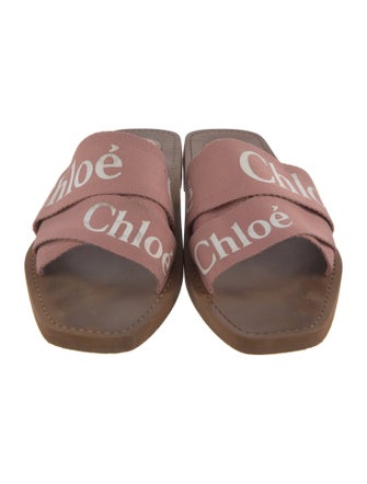 Chloé Printed Leather Trim Embellishment Slides