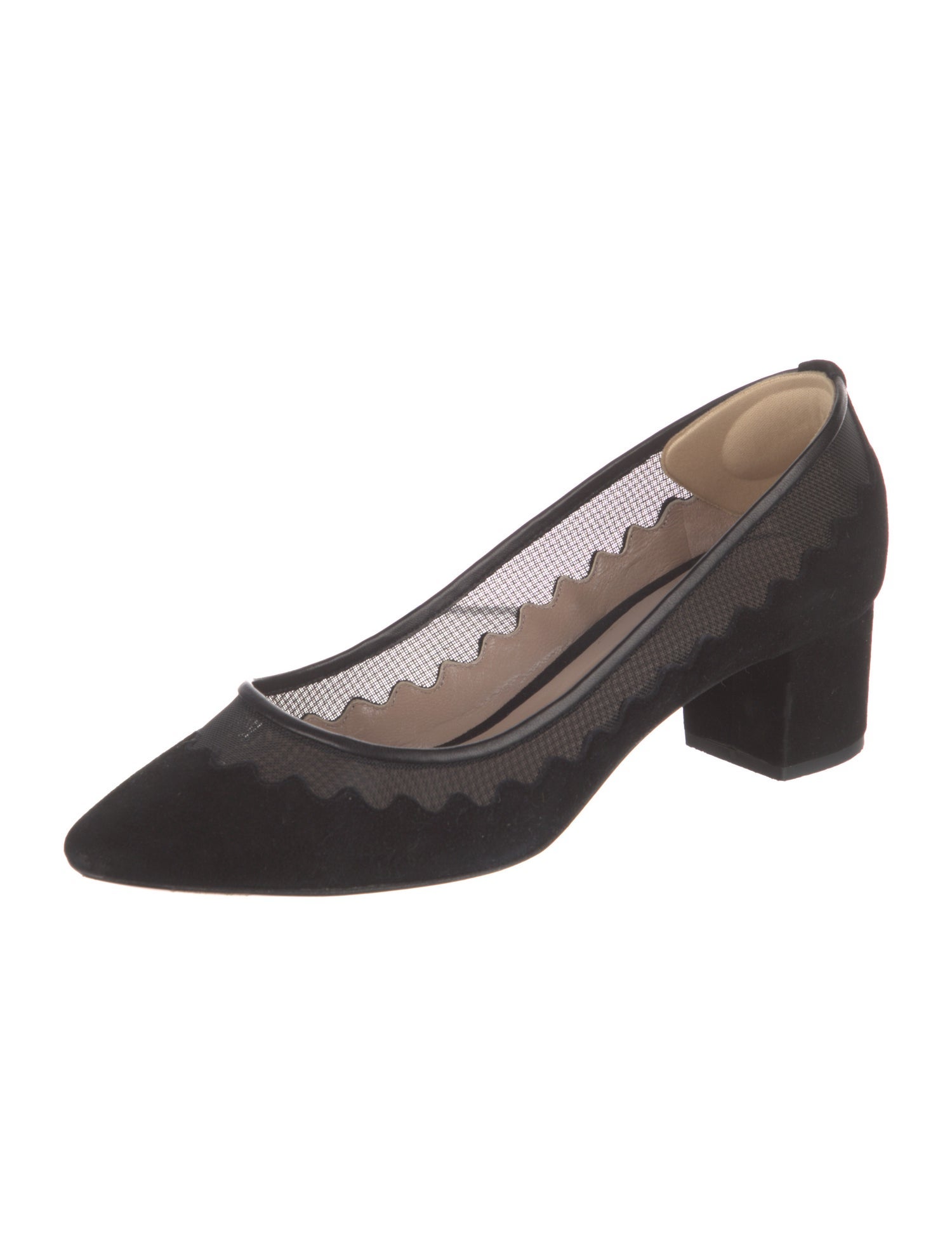 Chloé Suede Mesh Accents Pumps