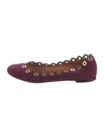 Chloé Suede Studded Accents Ballet Flats