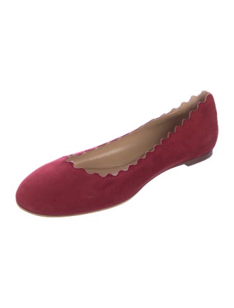 Chloé Suede Scalloped Accent Ballet Flats
