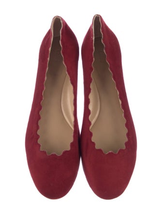 Chloé Suede Scalloped Accent Ballet Flats