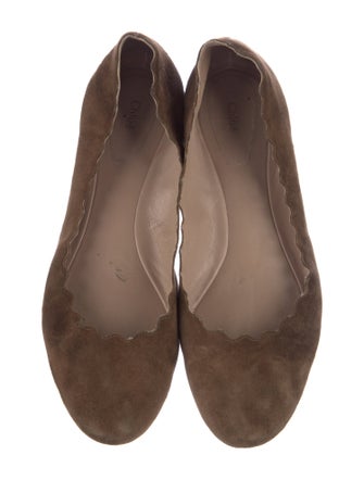 Chloé Suede Scalloped Accent Ballet Flats