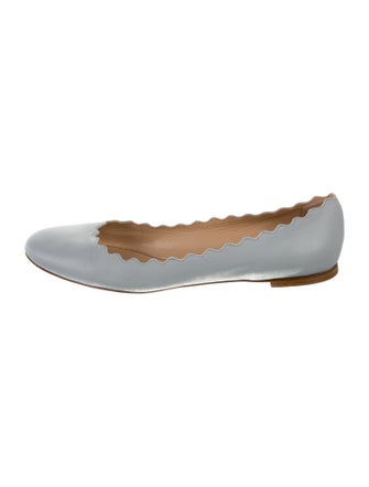 Chloé Leather Scalloped Accent Ballet Flats