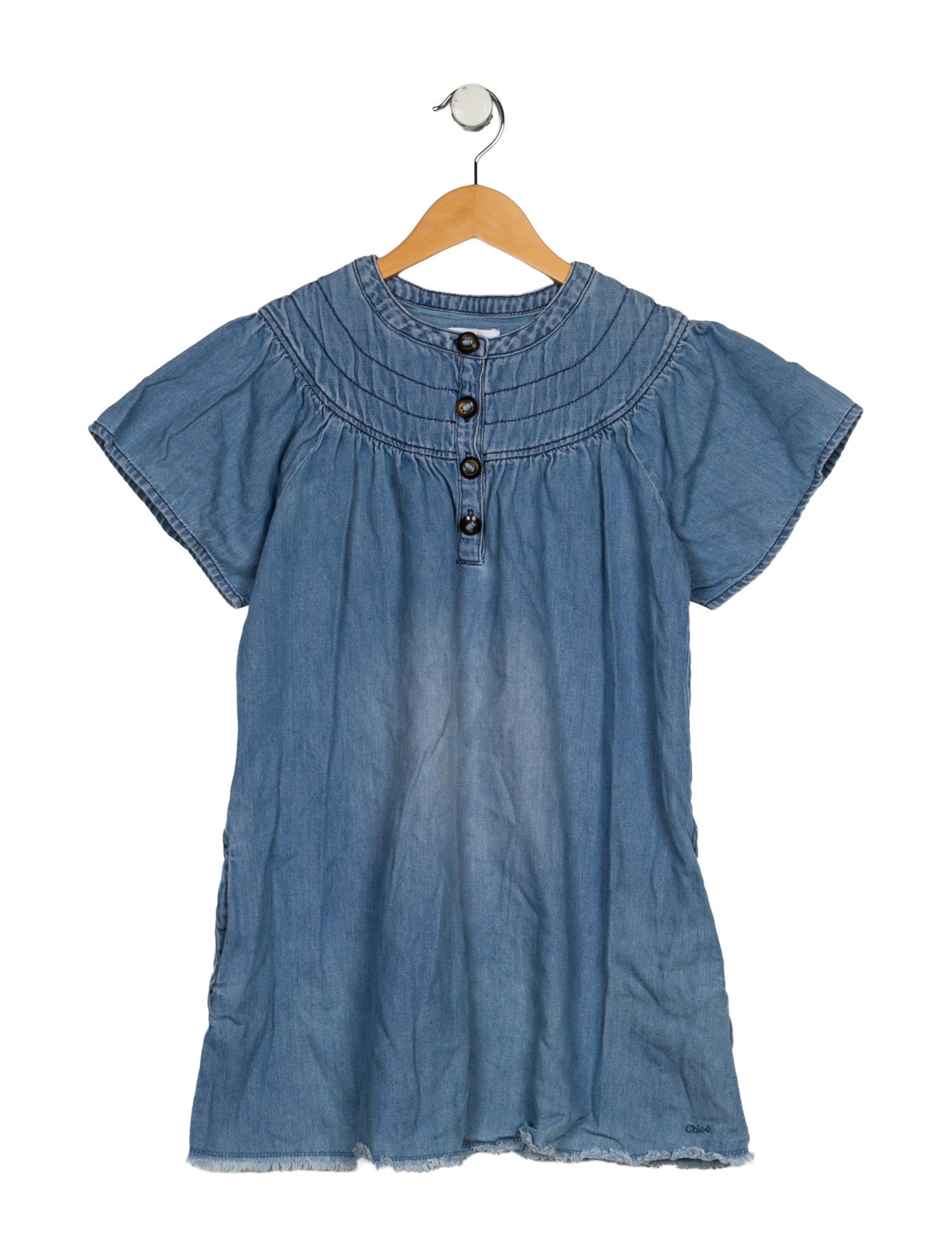 Chloé Chloé Girls' Short Sleeve Denim Dress