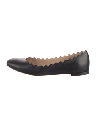 Chloé Leather Scalloped Accent Ballet Flats