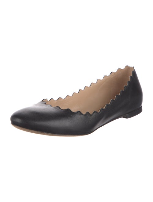Chloé Leather Scalloped Accent Ballet Flats