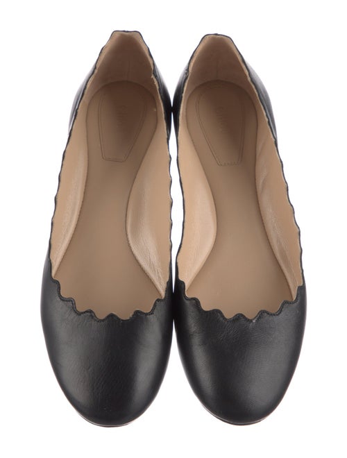 Chloé Leather Scalloped Accent Ballet Flats