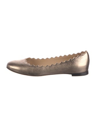 Chloé Leather Scalloped Accent Ballet Flats