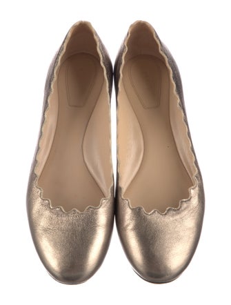 Chloé Leather Scalloped Accent Ballet Flats