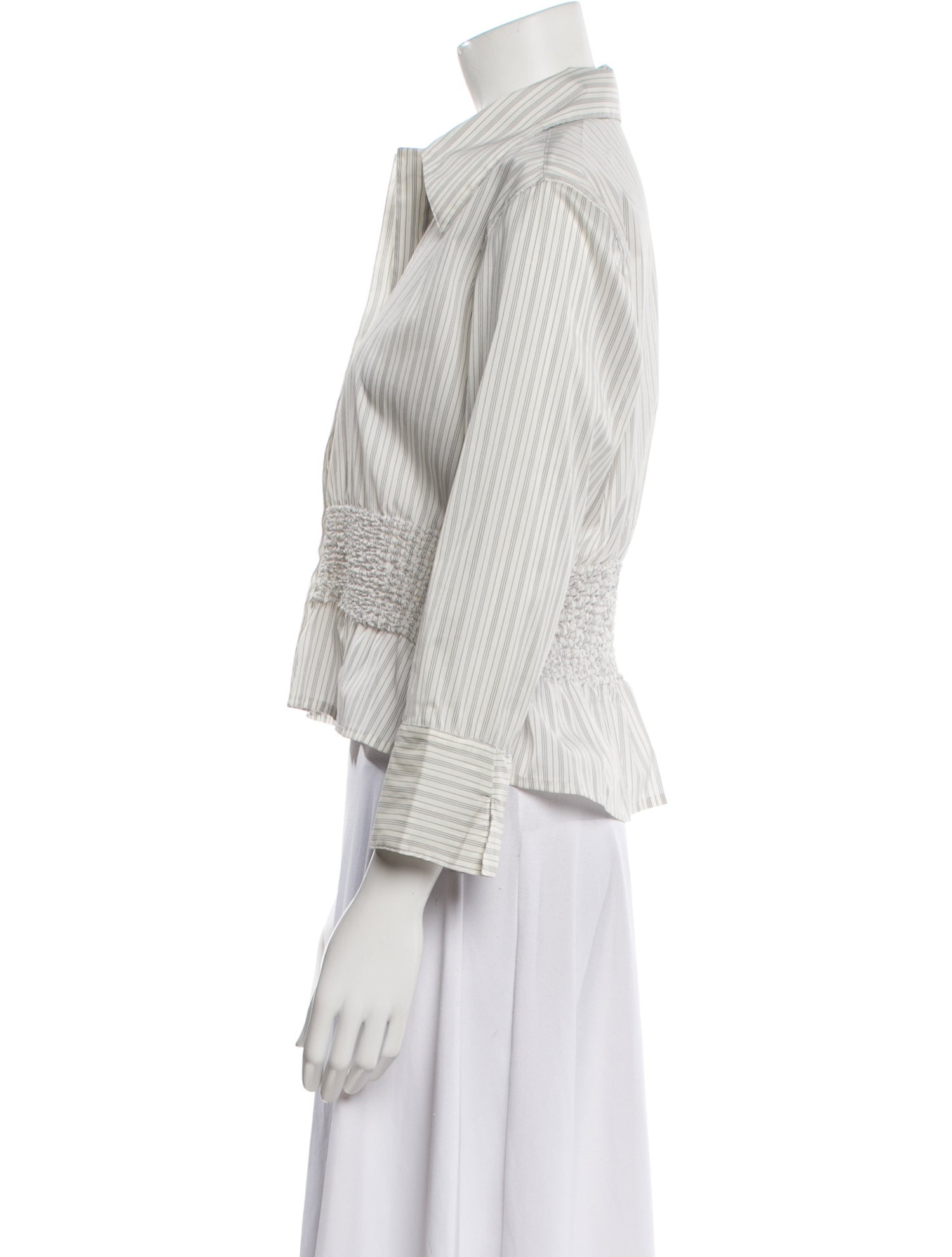 Chloé Striped Three-Quarter Sleeve Crop Top