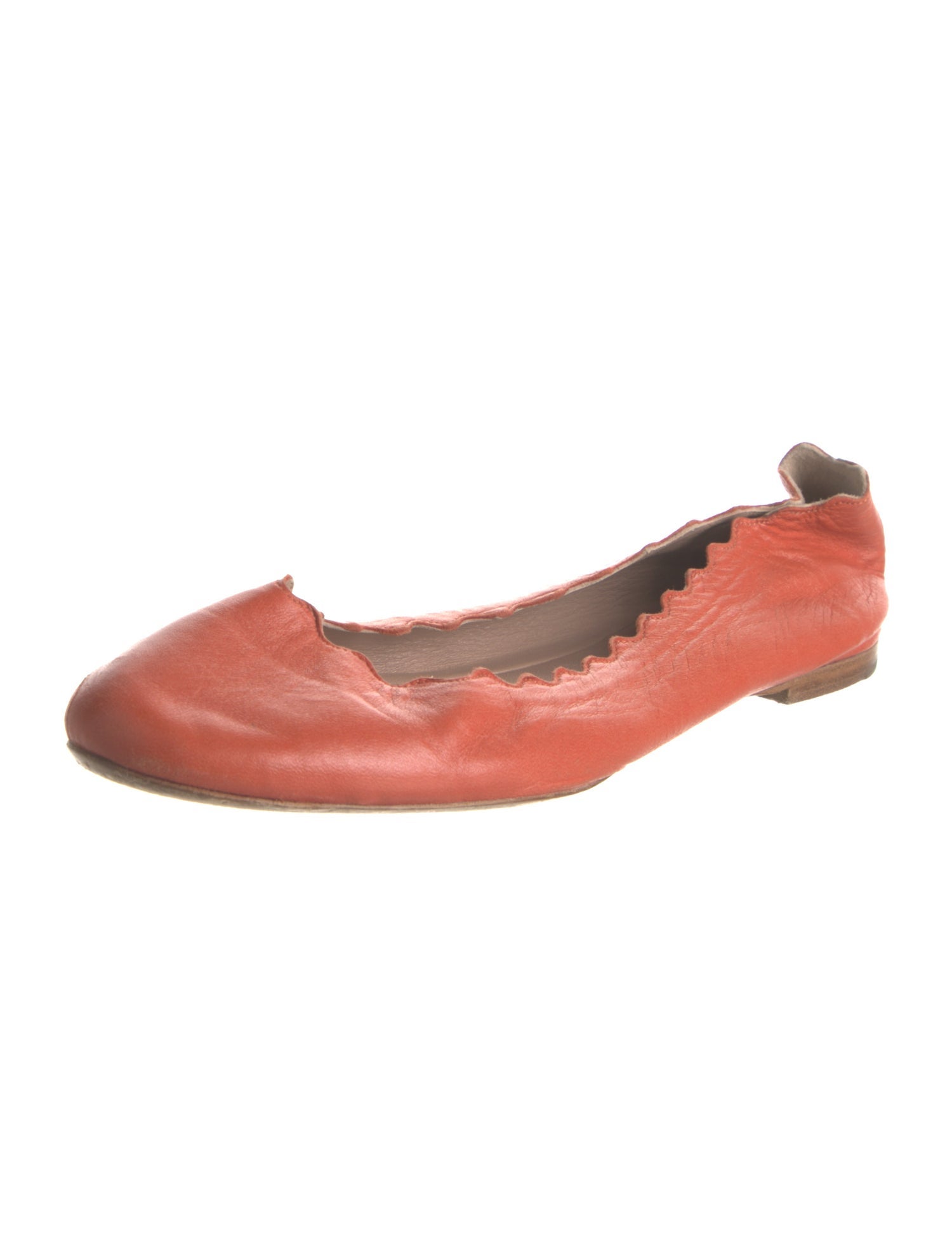 Chloé Leather Scalloped Accent Ballet Flats