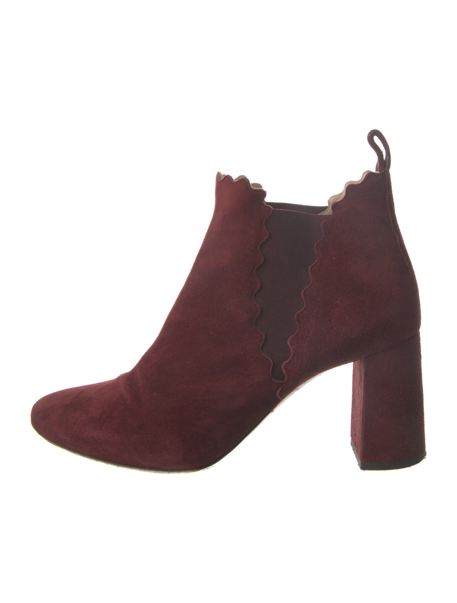Chloé Suede Scalloped Accent Chelsea Boots