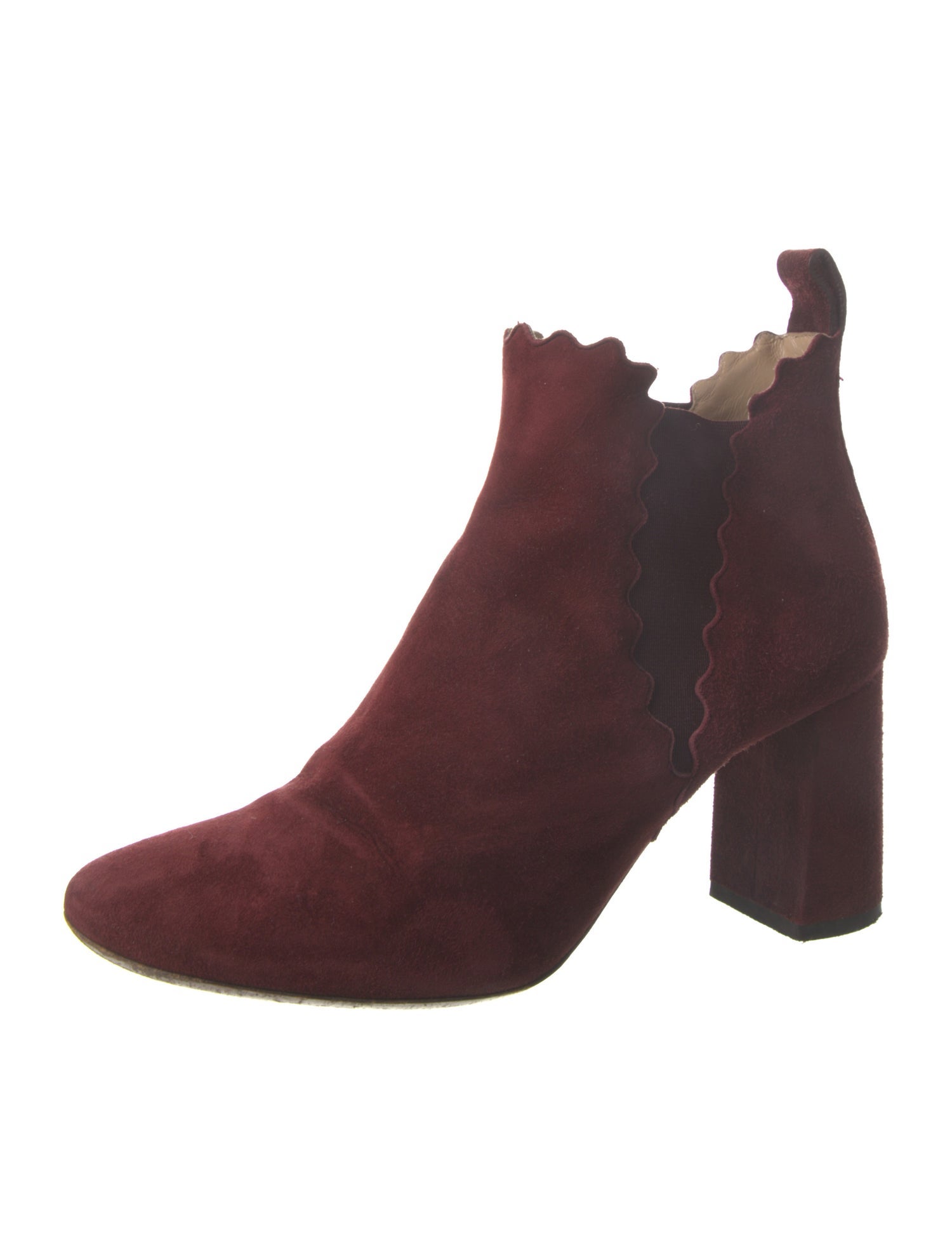 Chloé Suede Scalloped Accent Chelsea Boots