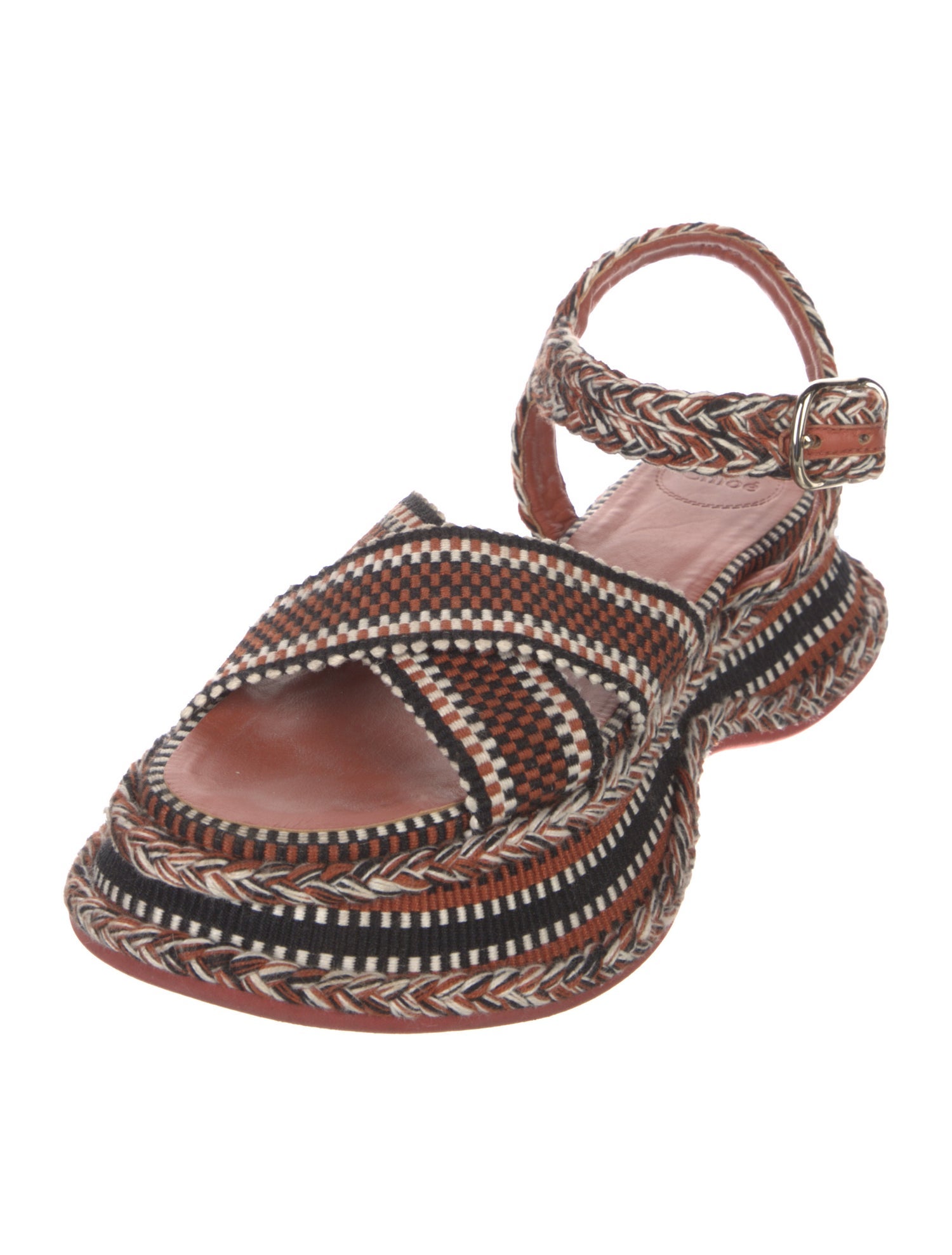 Chloé Colorblock Pattern Braided Accents Espadrilles