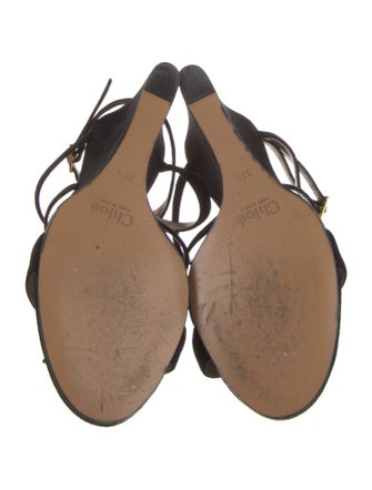 Chloé Suede Fringe Trim Accent Slingback Sandals