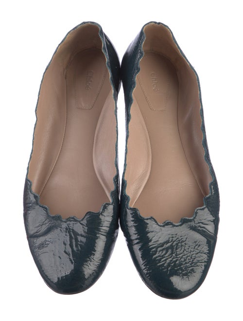 Chloé Patent Leather Scalloped Accent Ballet Flats