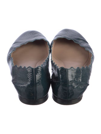 Chloé Patent Leather Scalloped Accent Ballet Flats