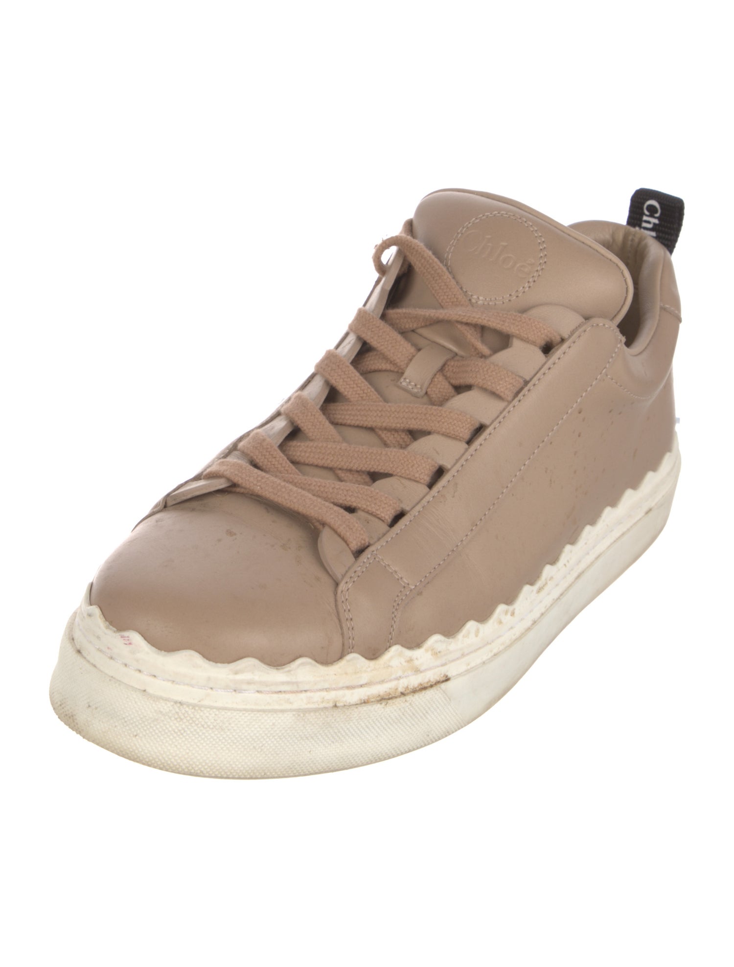 Chloé Leather Scalloped Accent Sneakers