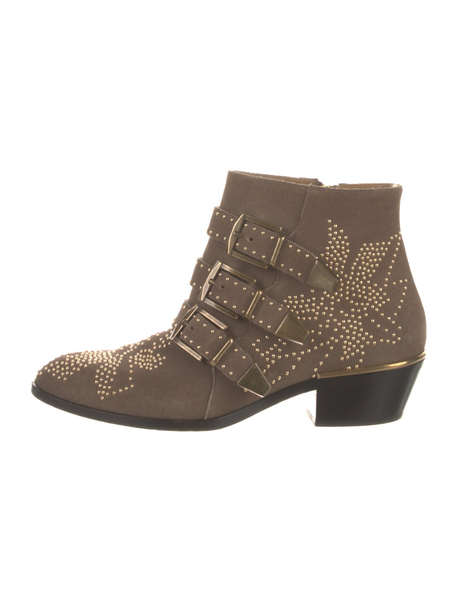 Chloé Suede Studded Accents Western Boots