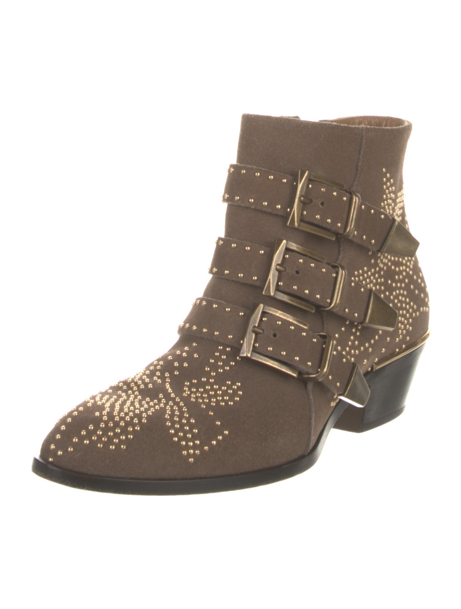 Chloé Suede Studded Accents Western Boots