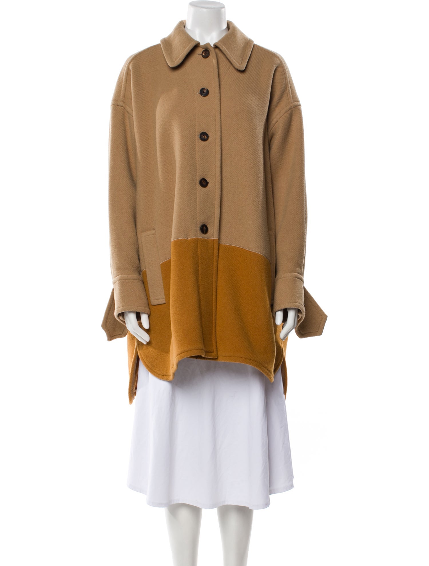 Chloé Virgin Wool Colorblock Pattern Coat