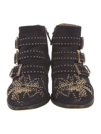 Chloé Suede Patterned Moto Boots