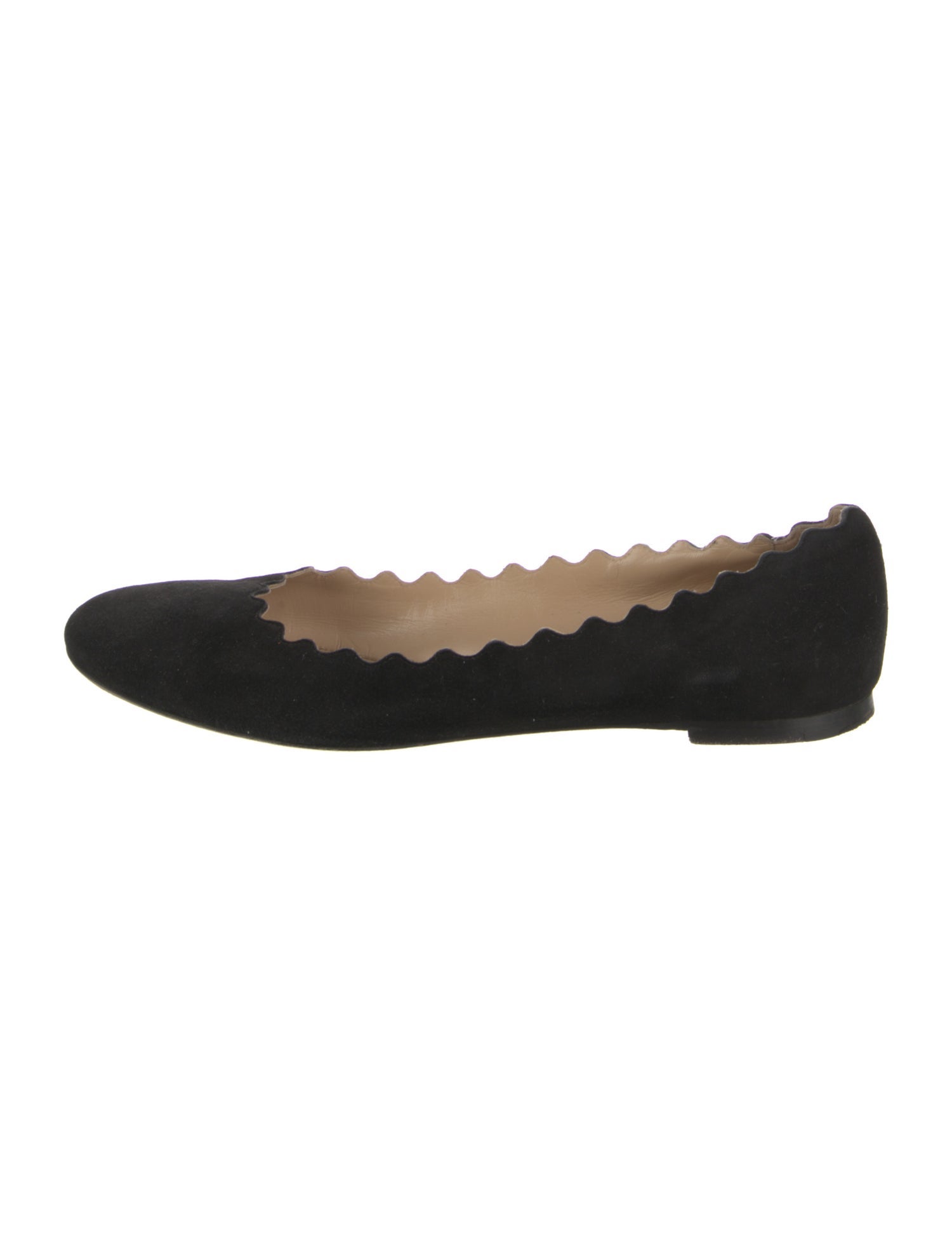 Chloé Suede Scalloped Accent Flats