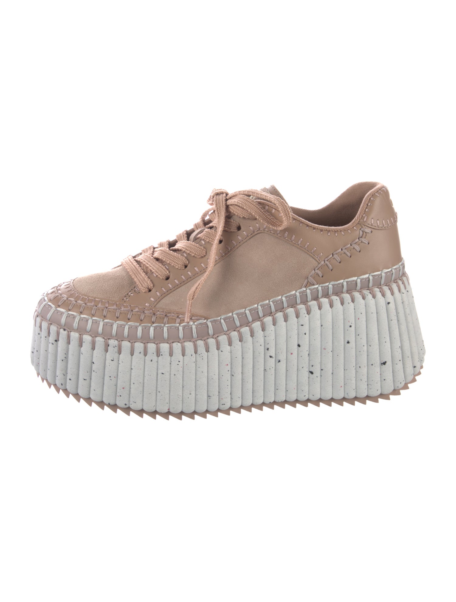 Chloé Leather Colorblock Pattern Sneakers