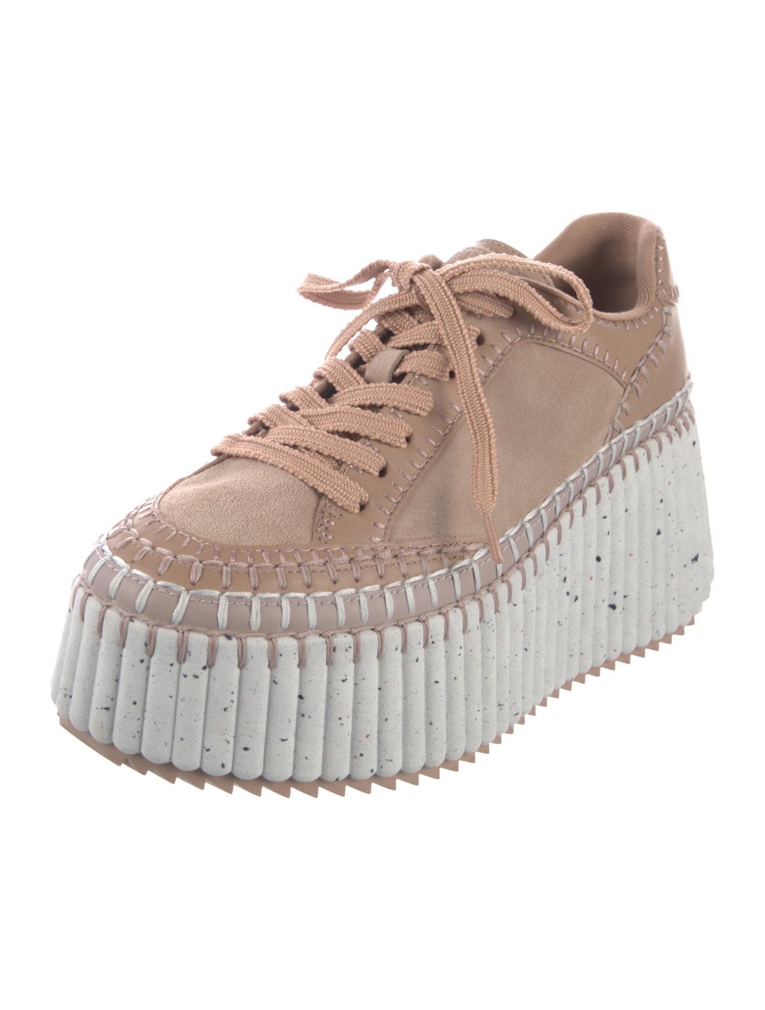 Chloé Leather Colorblock Pattern Sneakers