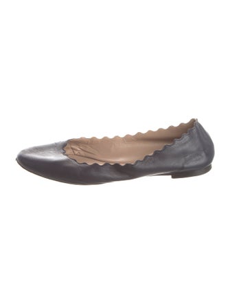 Chloé Leather Scalloped Accent Ballet Flats