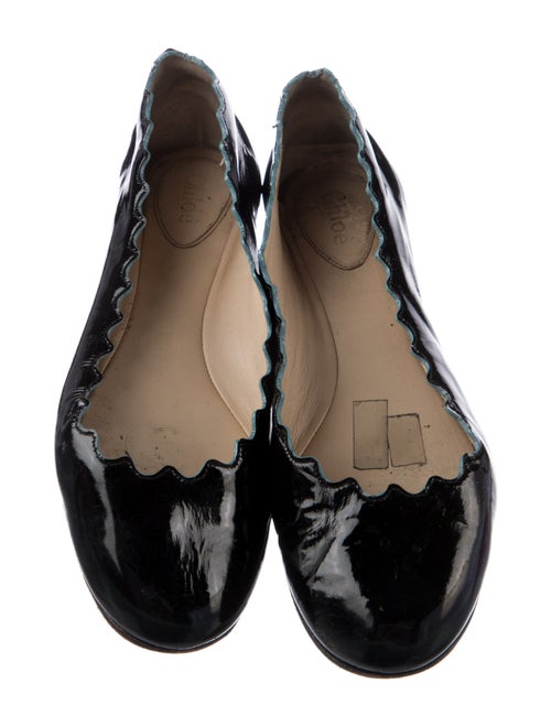 Chloé Patent Leather Scalloped Accent Ballet Flats