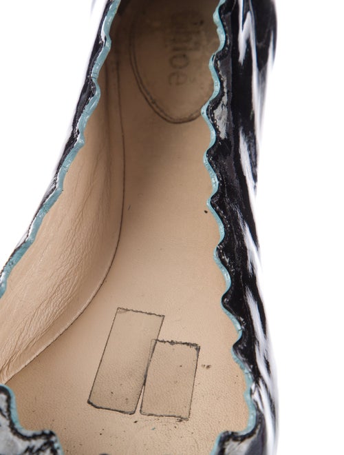 Chloé Patent Leather Scalloped Accent Ballet Flats