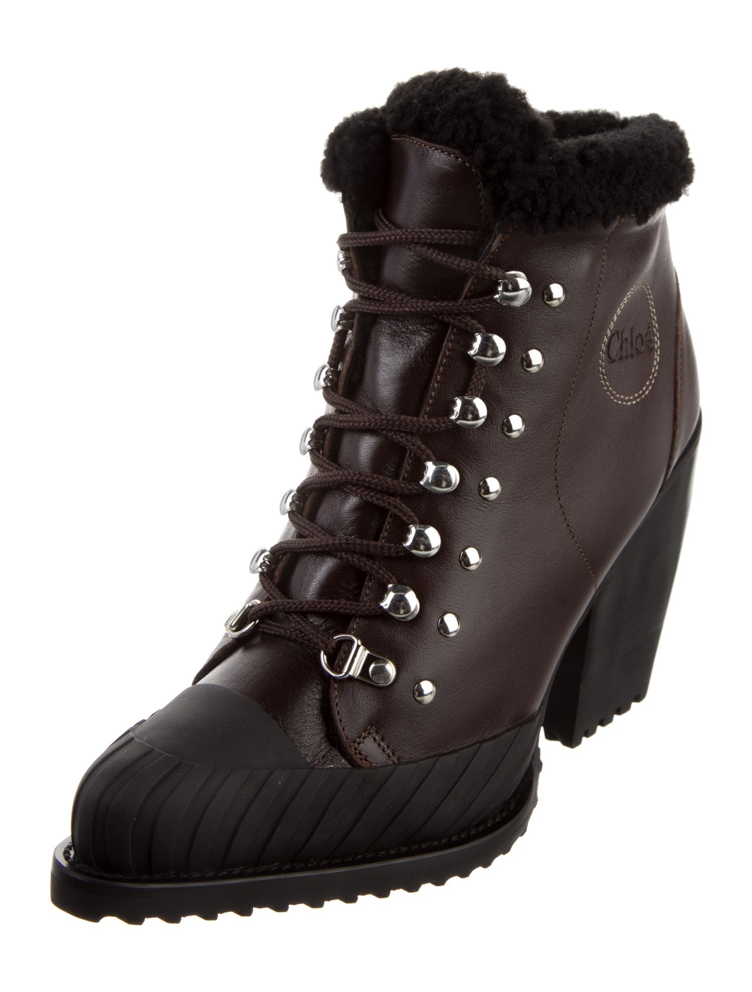 Chloé Leather Lace-Up Boots