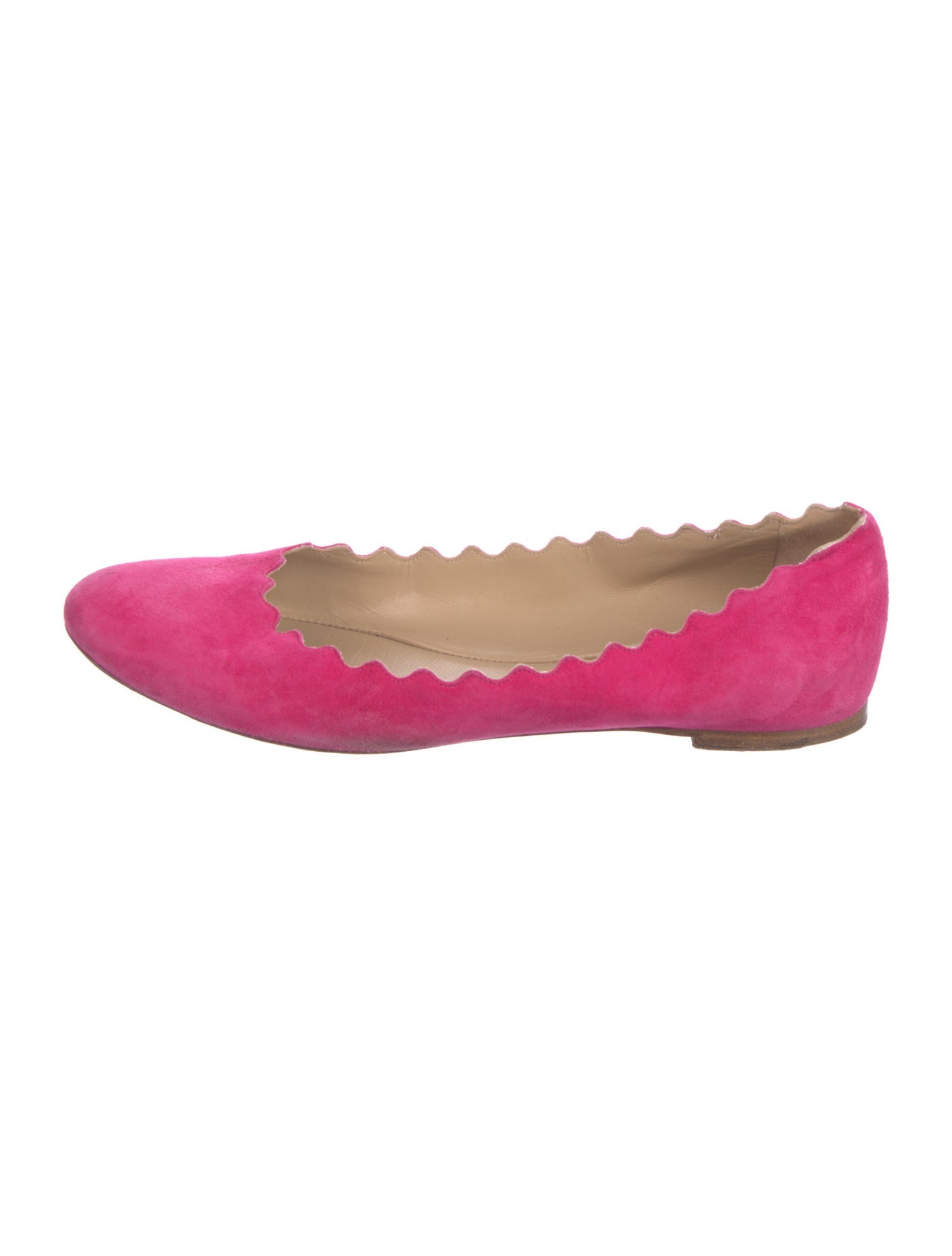 Chloé Suede Scalloped Accent Ballet Flats