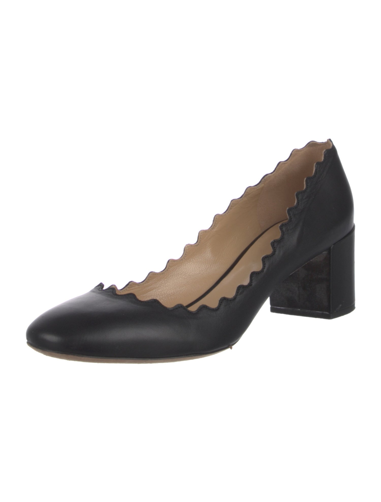 Chloé Leather Scalloped Accent Pumps