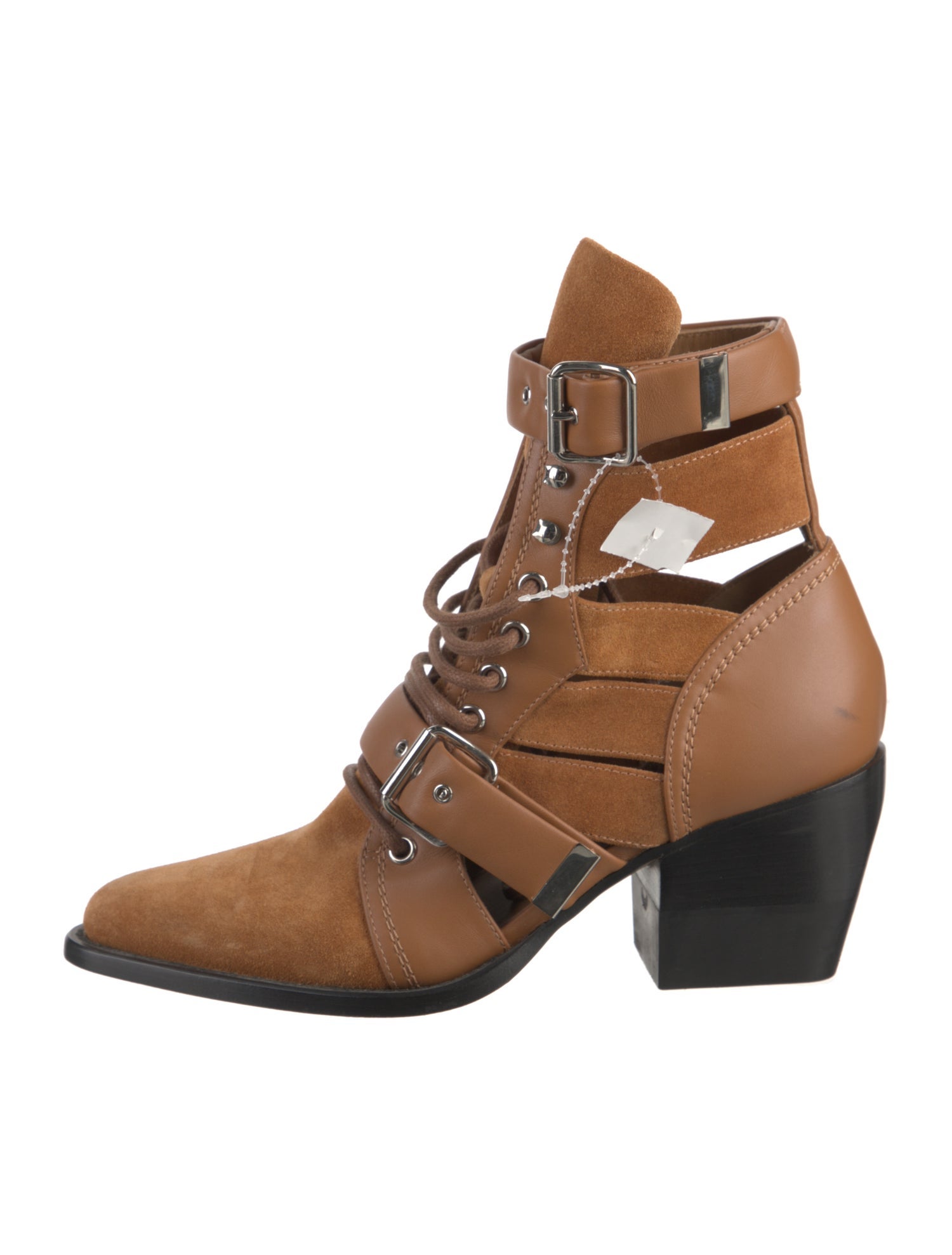 Chloé Suede Cutout Accent Lace-Up Boots