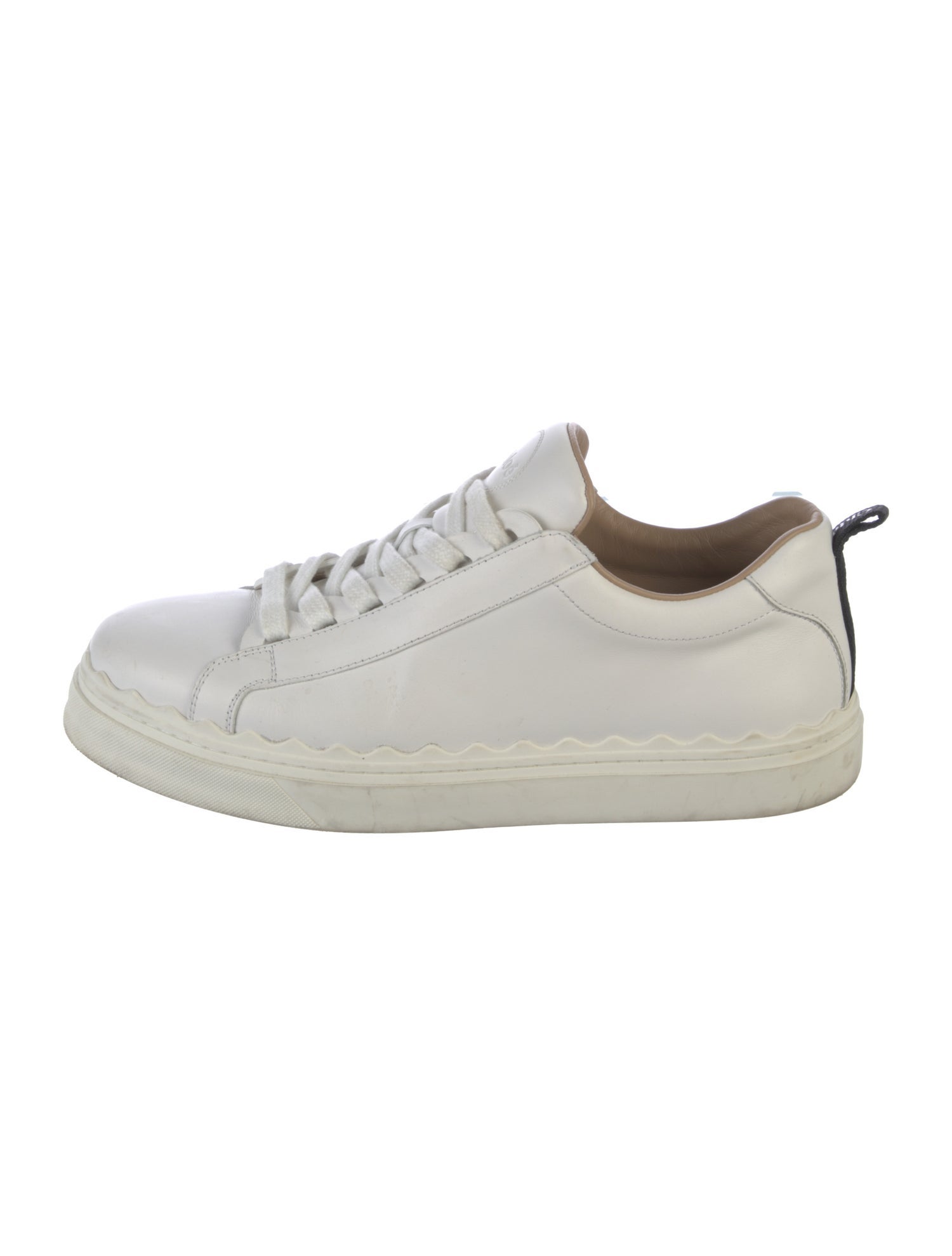Chloé Leather Scalloped Accent Sneakers