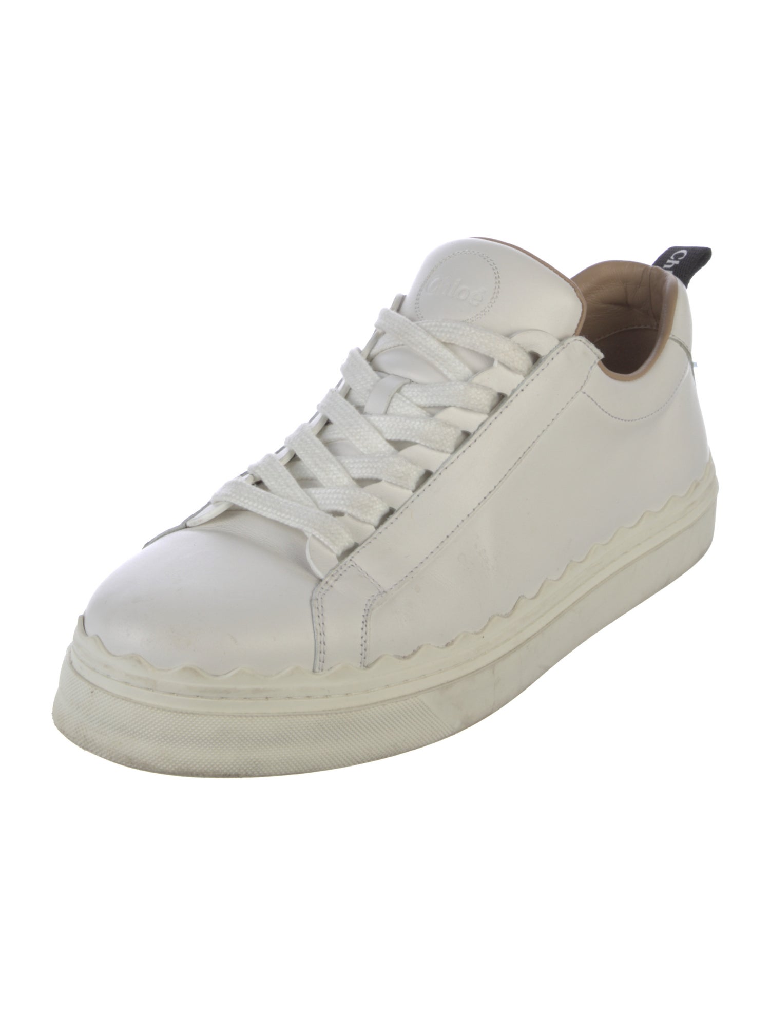 Chloé Leather Scalloped Accent Sneakers