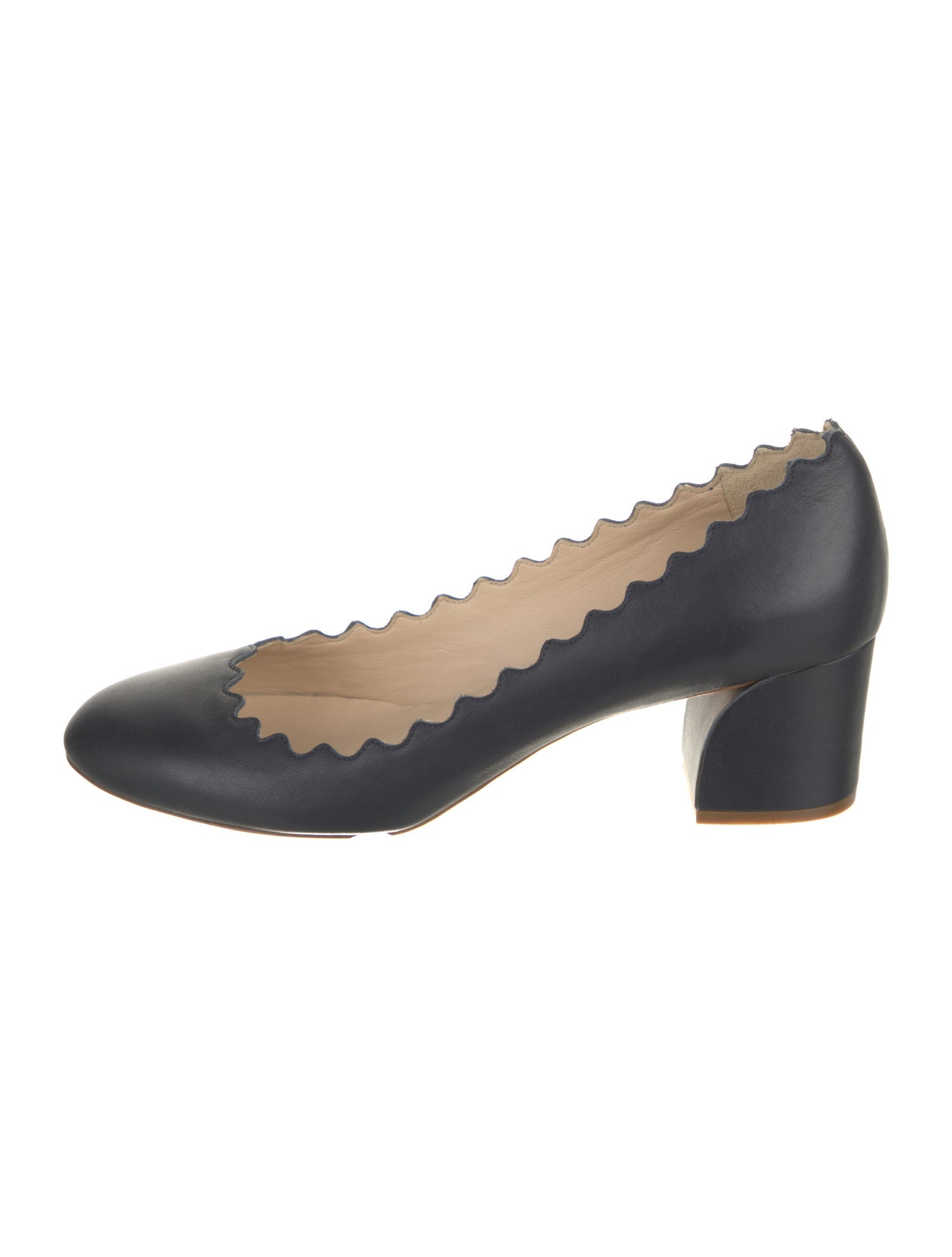 Chloé Leather Scalloped Accent Pumps