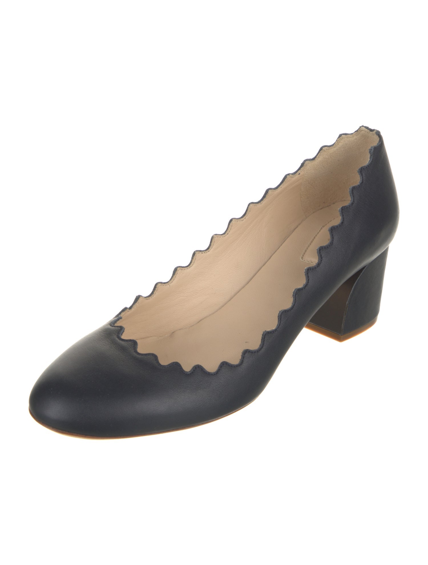 Chloé Leather Scalloped Accent Pumps