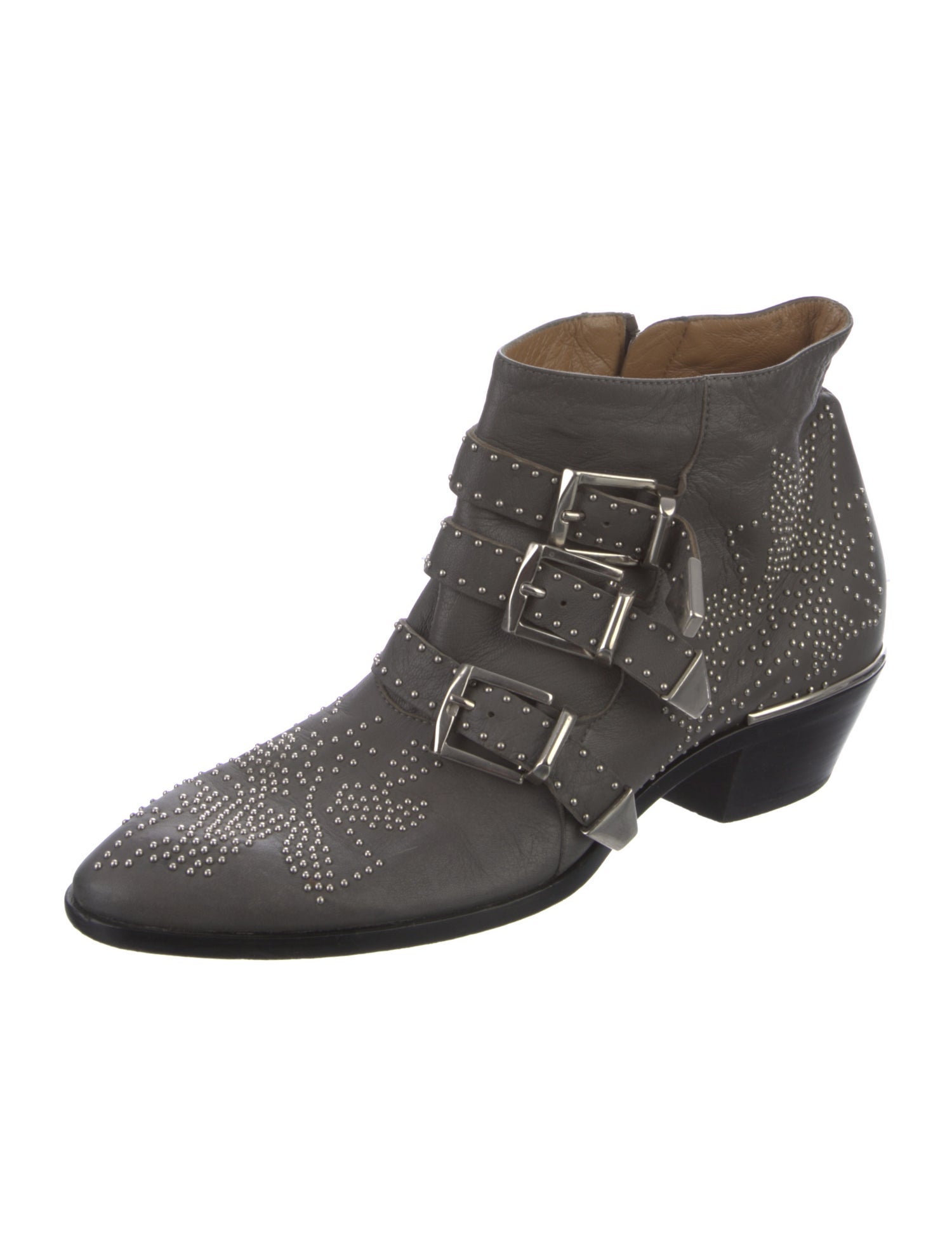 Chloé Leather Studded Accents Boots
