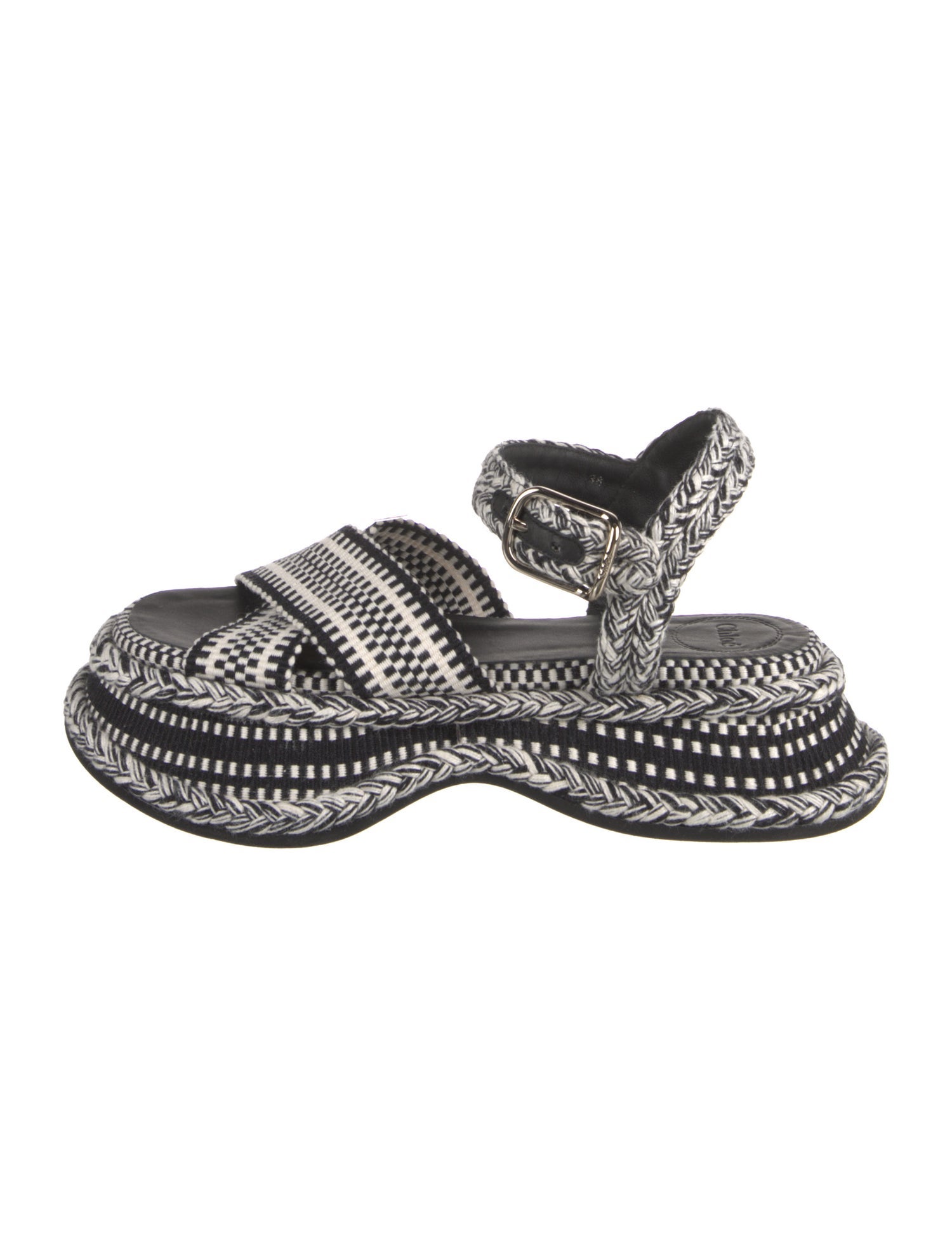 Chloé Colorblock Pattern Braided Accents Slingback Sandals
