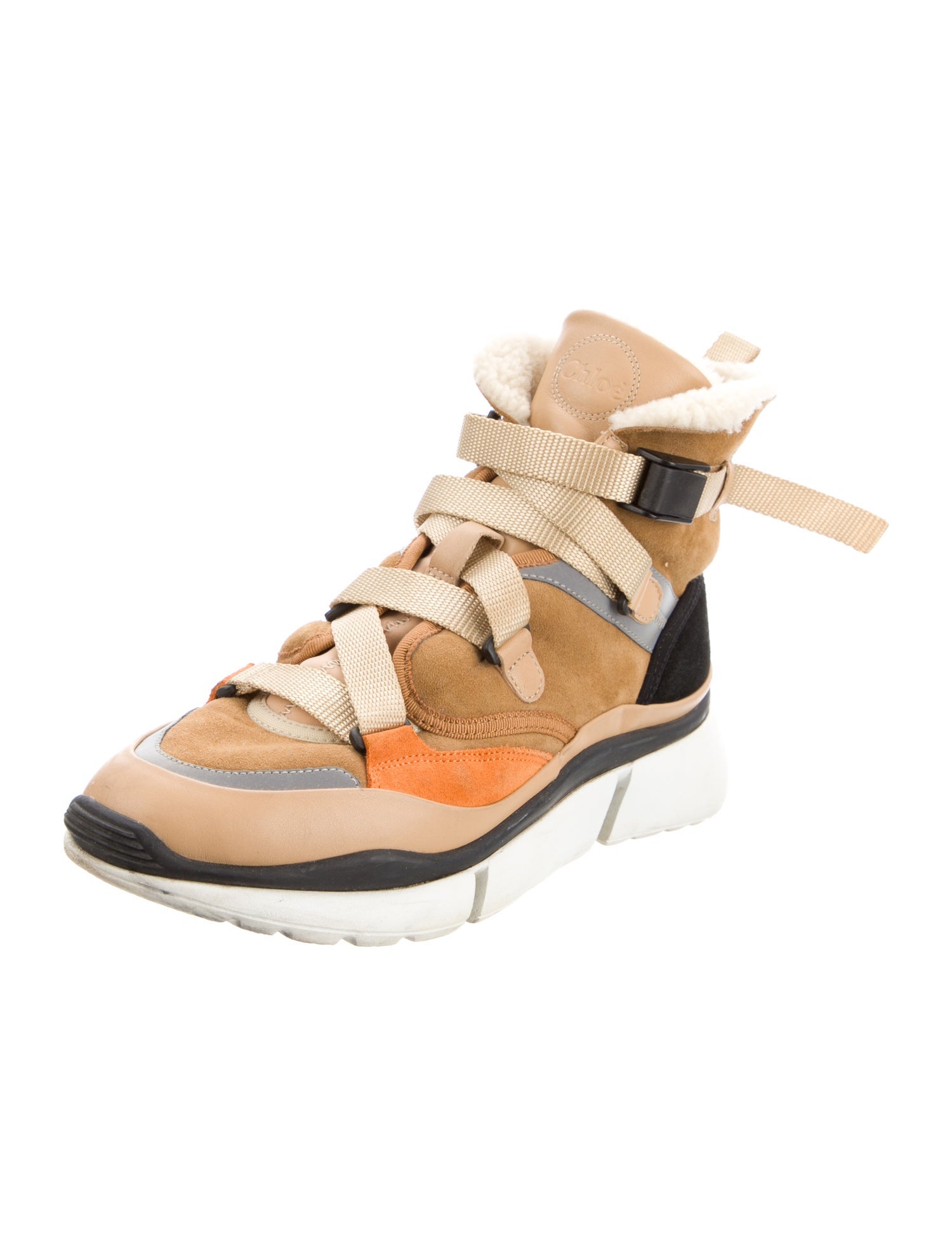 Chloé Suede Colorblock Pattern Sneakers