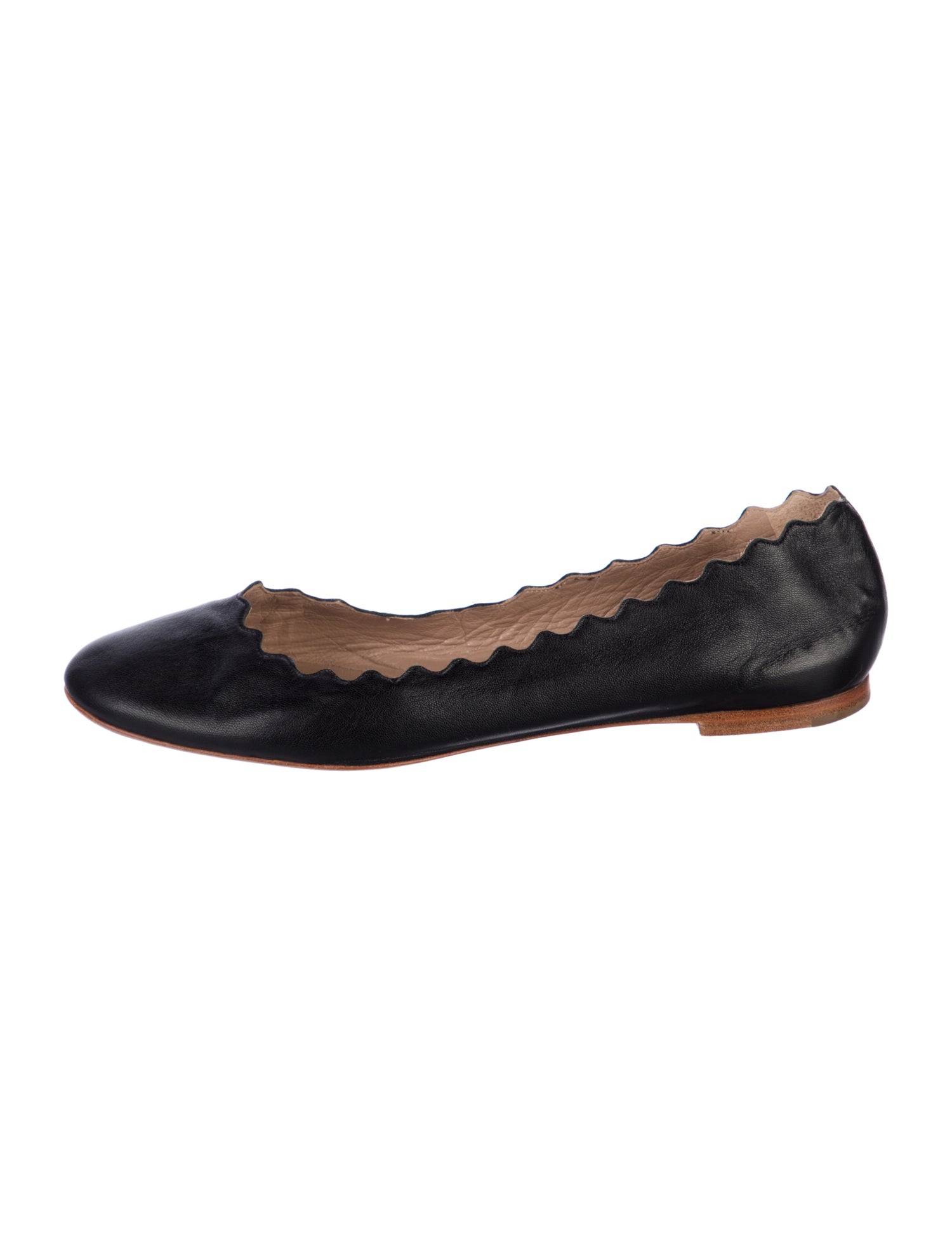 Chloé Leather Scalloped Accent Ballet Flats