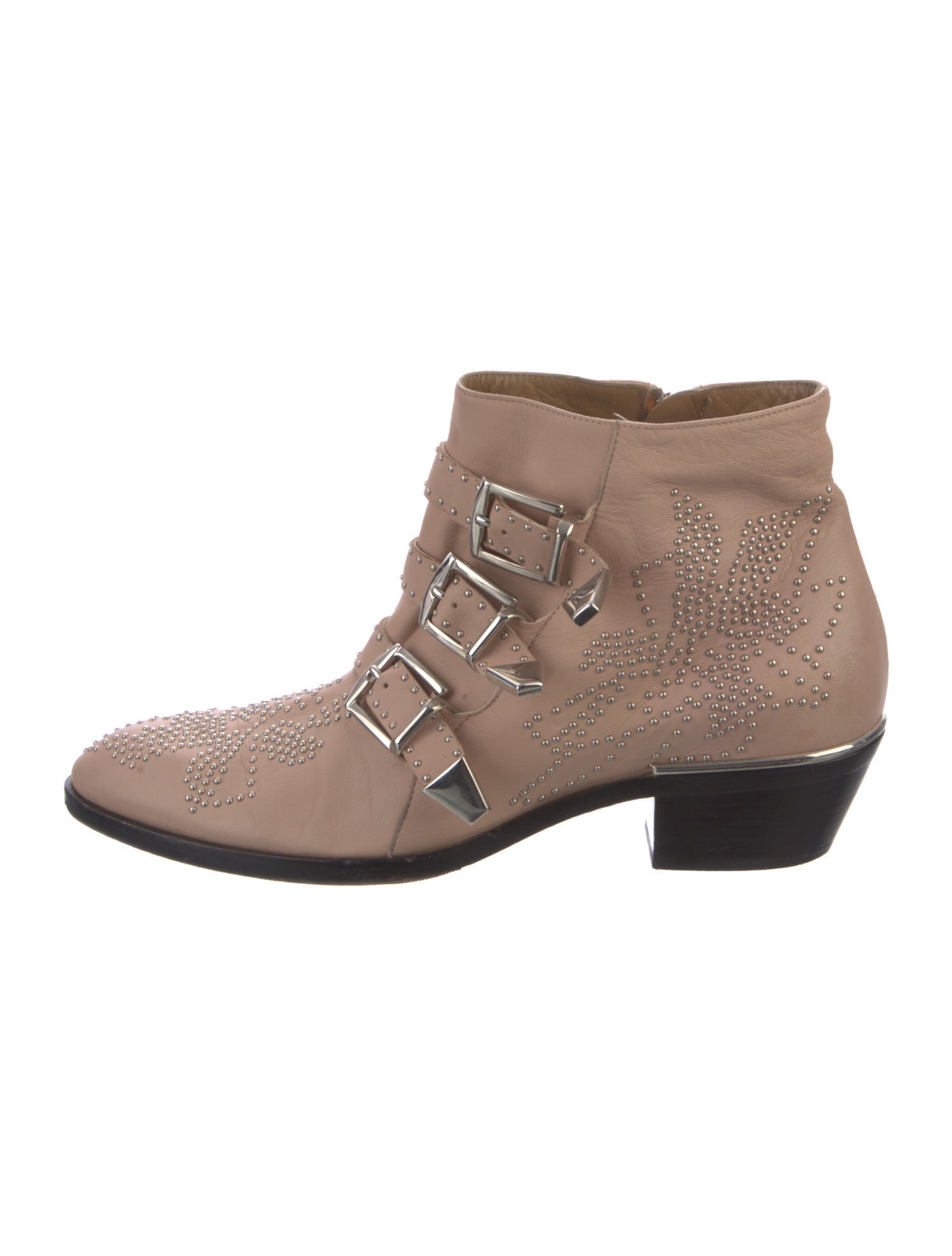 Chloé Leather Studded Accents Lace-Up Boots