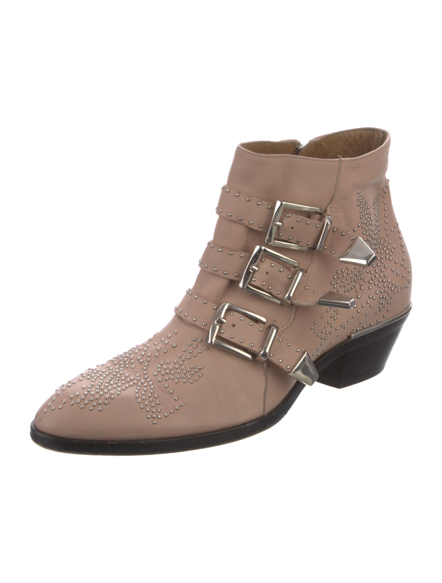 Chloé Leather Studded Accents Lace-Up Boots