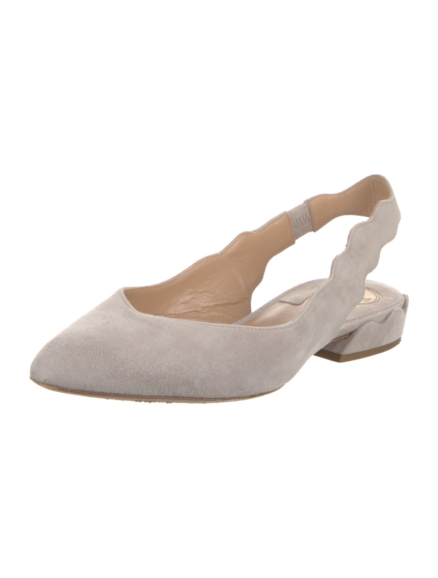 Chloé Suede Scalloped Accent Slingback Flats