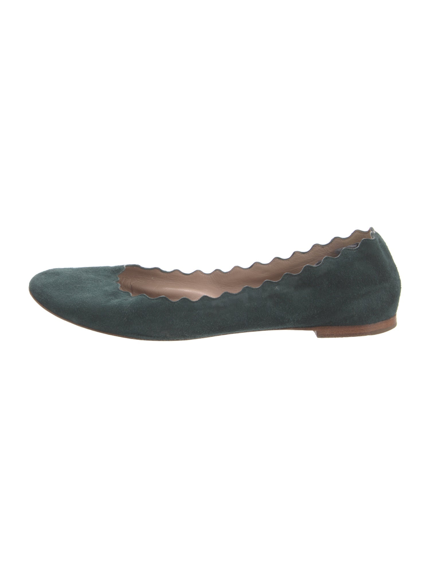 Chloé Suede Scalloped Accent Ballet Flats