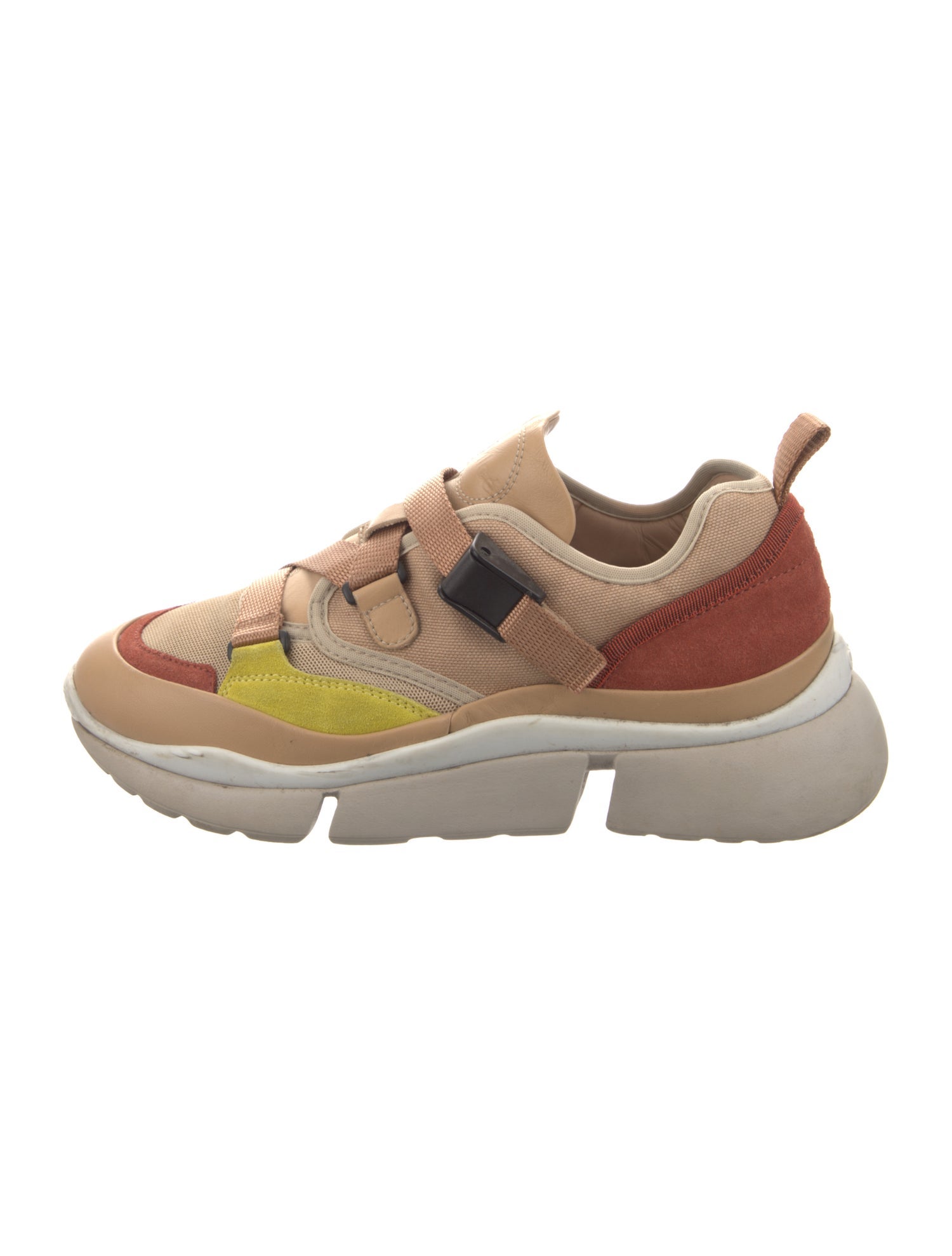 Chloé Leather Colorblock Pattern Sneakers